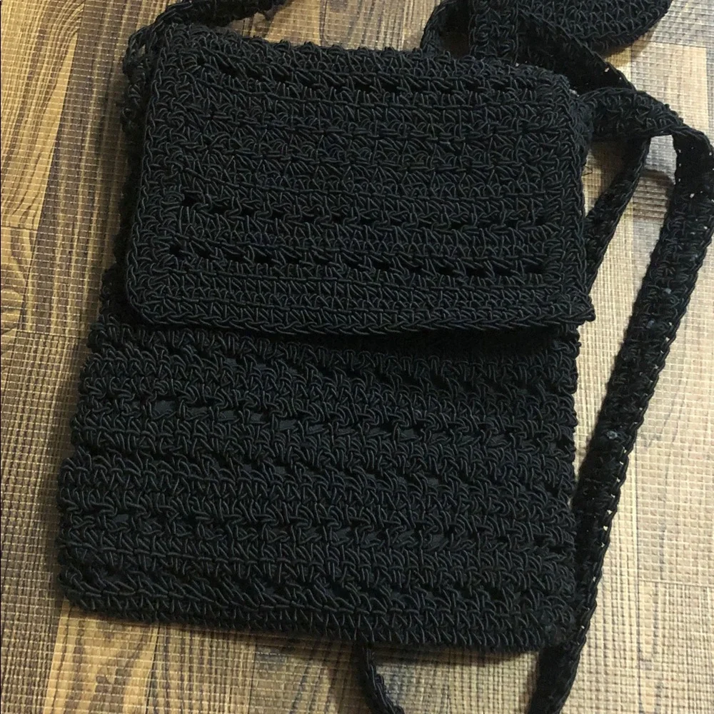 The Limited Handmade  Black Crochet Crossbody Bag -